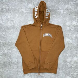 HUMBLE Stay Hungry Zip Hoodie Skull Graphic Brown 100% Cotton Size Small